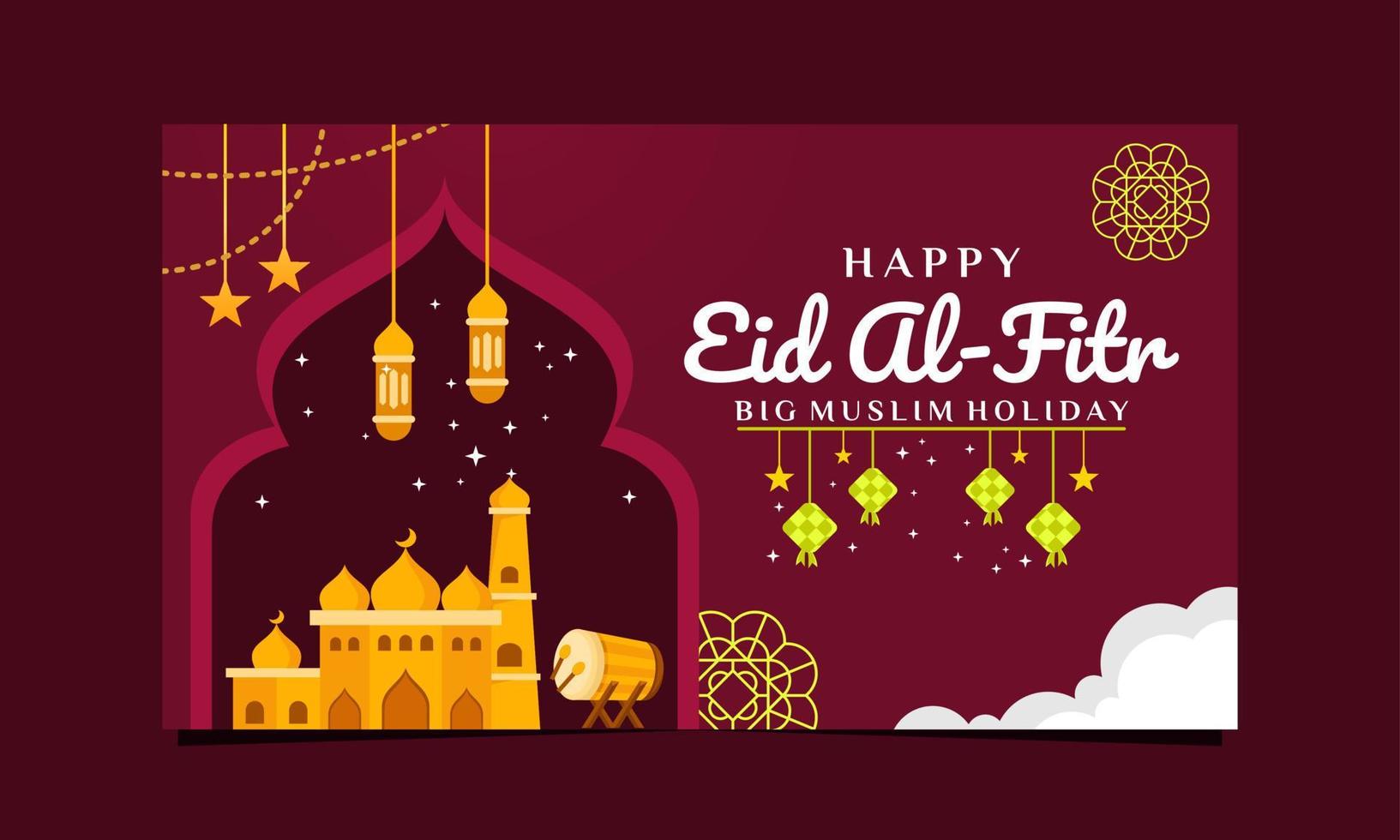 eid al-fitr horizontal plein Couleur illustration Contexte modèle vecteur