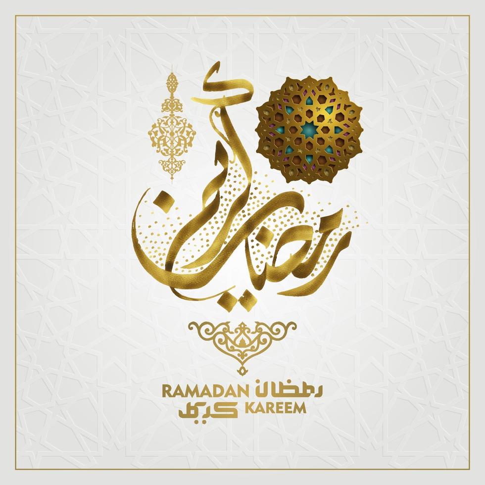 ramadan kareem carte de voeux conception de vecteur de motif floral islamique avec calligraphie arabe