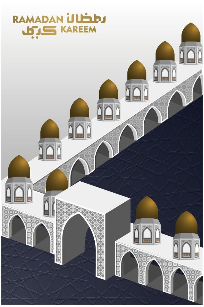 ramadan kareem salutation conception de vecteur illustration islamique avec belle mosquée et calligraphie arabe