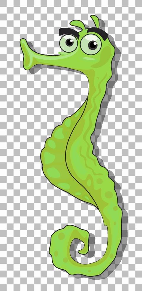 personnage de dessin animé hippocampe vert isolé vecteur