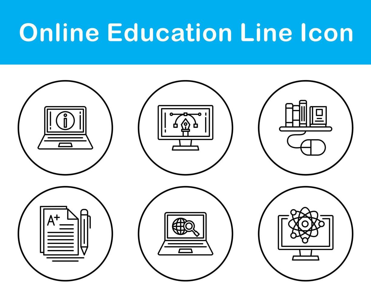 jeu d'icônes vectorielles de l'éducation en ligne vecteur