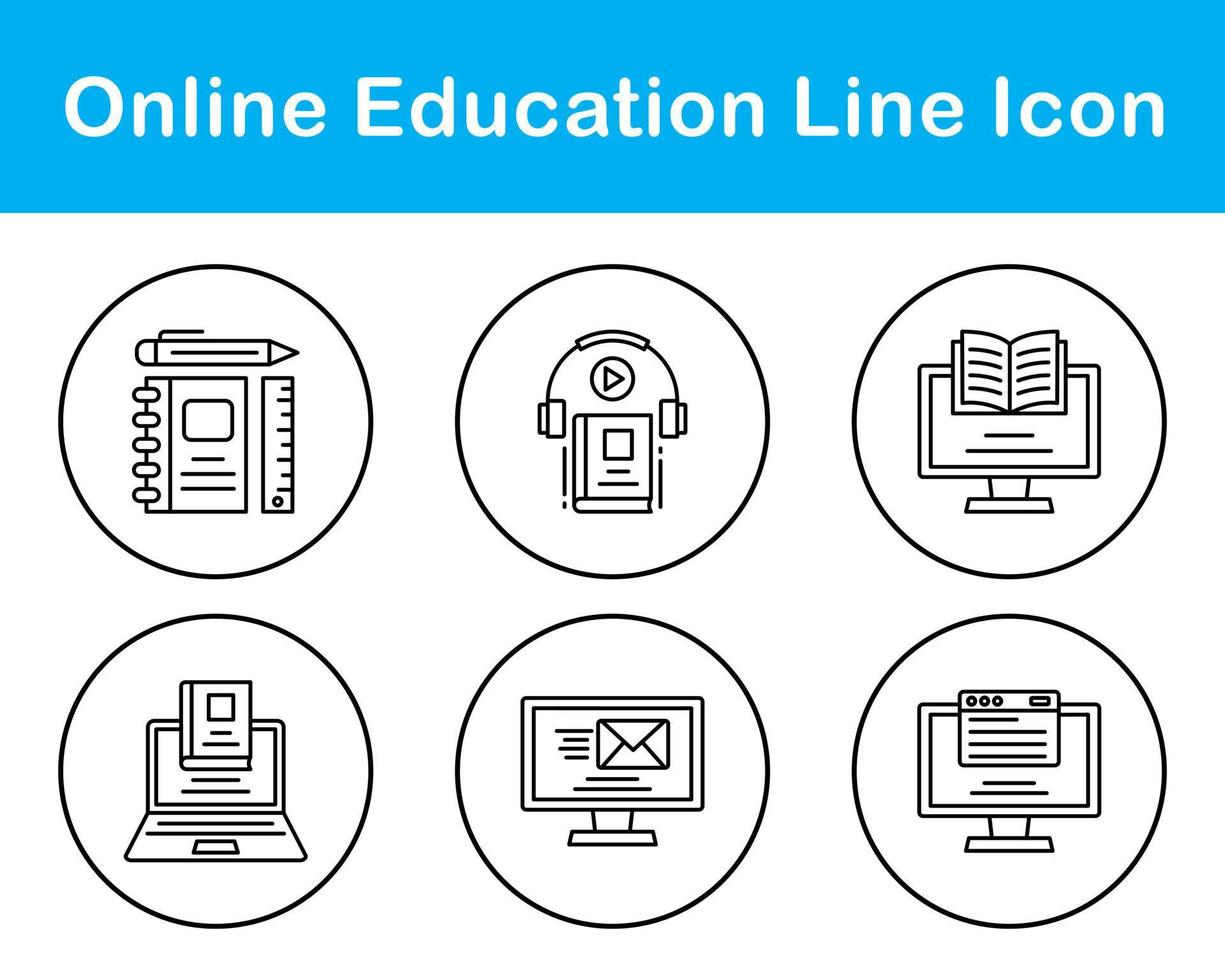 jeu d'icônes vectorielles de l'éducation en ligne vecteur