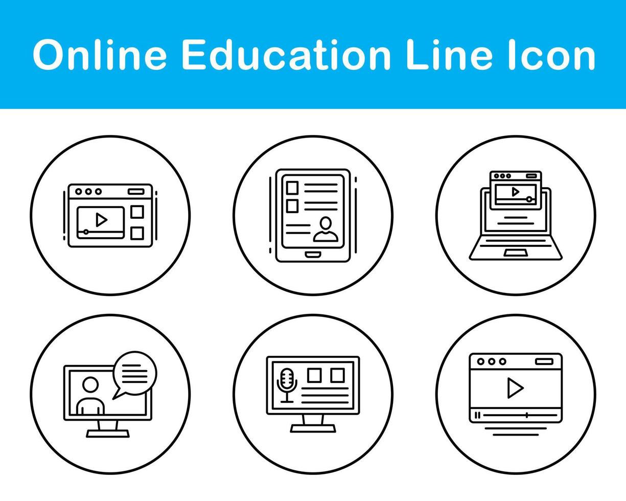 jeu d'icônes vectorielles de l'éducation en ligne vecteur