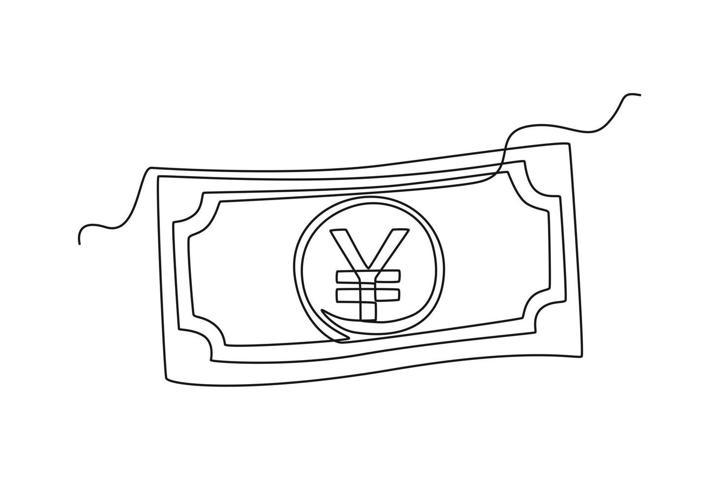 Célibataire une ligne dessin yen papier devise de Japon. pays devise concept continu ligne dessiner conception graphique vecteur illustration