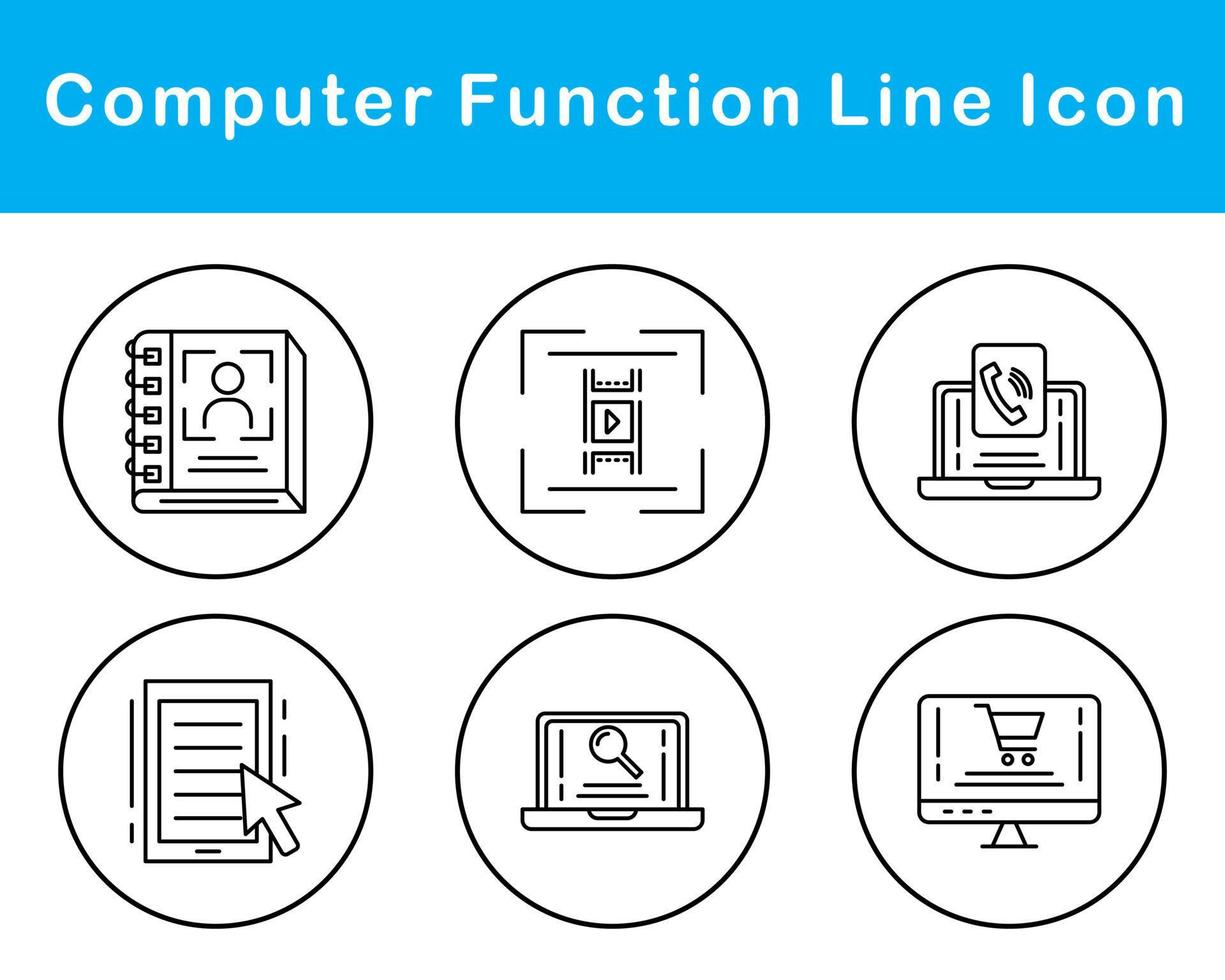 ordinateur une fonction vecteur icône ensemble