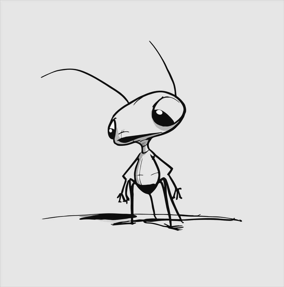 noir fourmi dessin animé vecteur illustration. isolé blanc Contexte. profil fourmi côté vue insecte icône.
