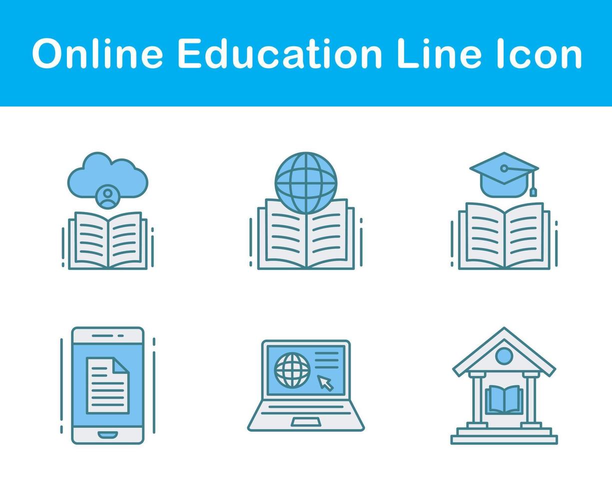 jeu d'icônes vectorielles de l'éducation en ligne vecteur