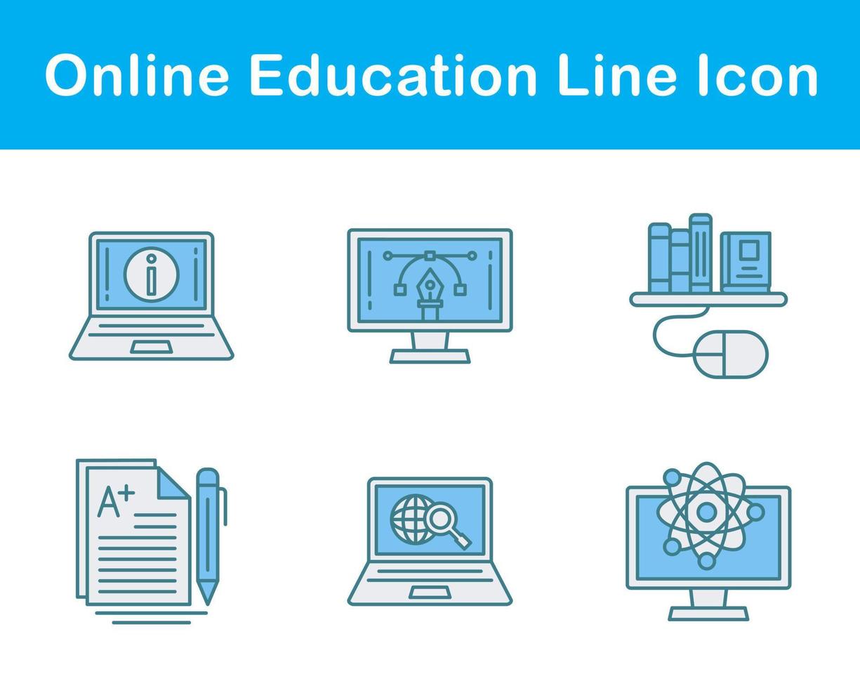 jeu d'icônes vectorielles de l'éducation en ligne vecteur