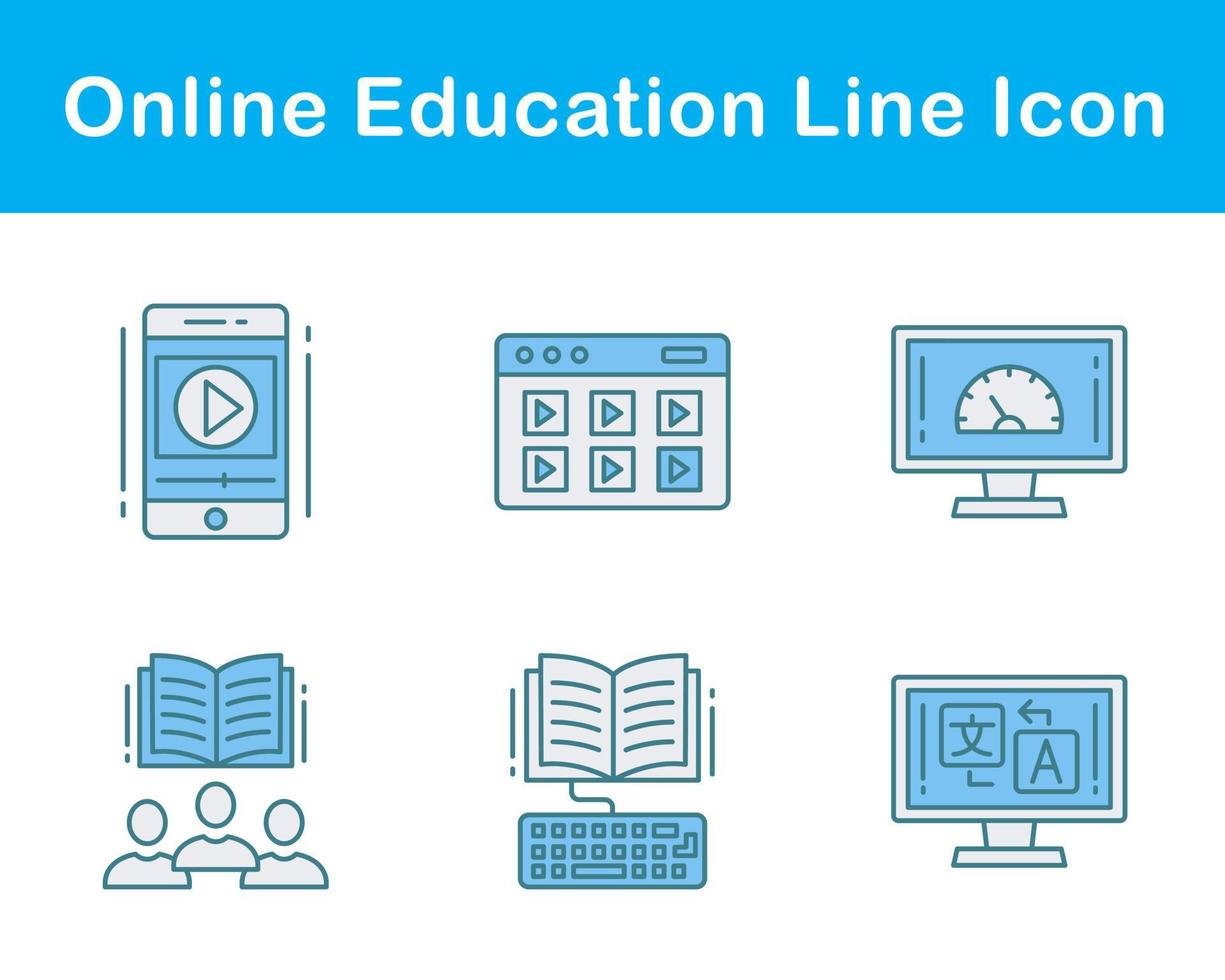 jeu d'icônes vectorielles de l'éducation en ligne vecteur