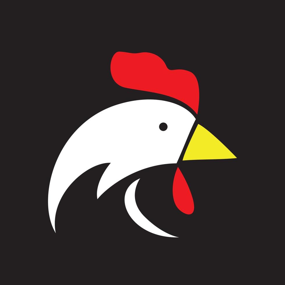 coq tête logo conception. poulet personnage, signe et symbole. vecteur