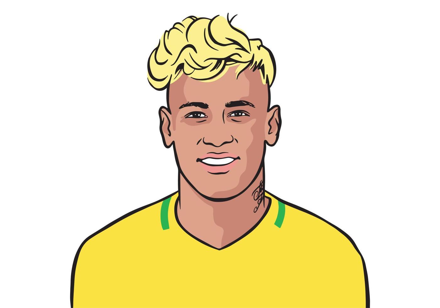 brésilien footballeur Brésil Neymar jr vecteur portrait illustration horizontal