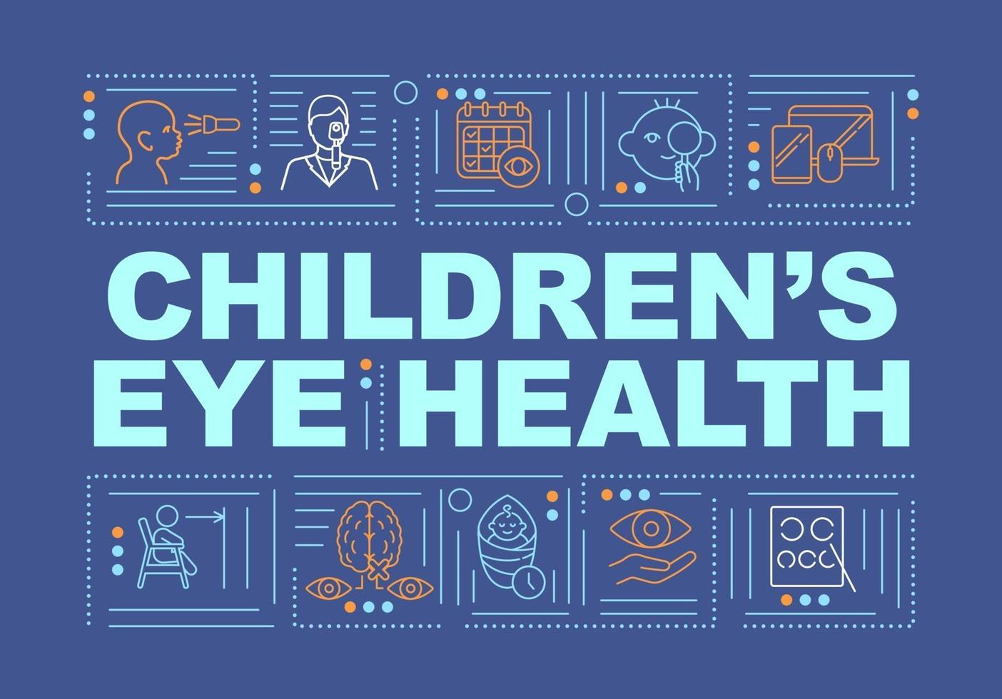 santé oculaire des enfants bannière de concepts de mots vecteur