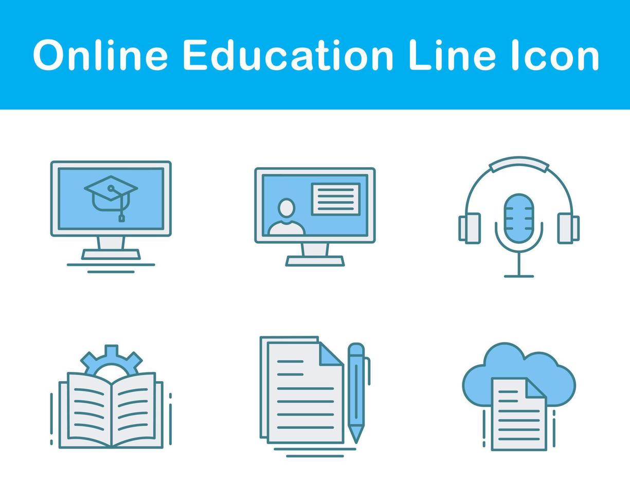 jeu d'icônes vectorielles de l'éducation en ligne vecteur