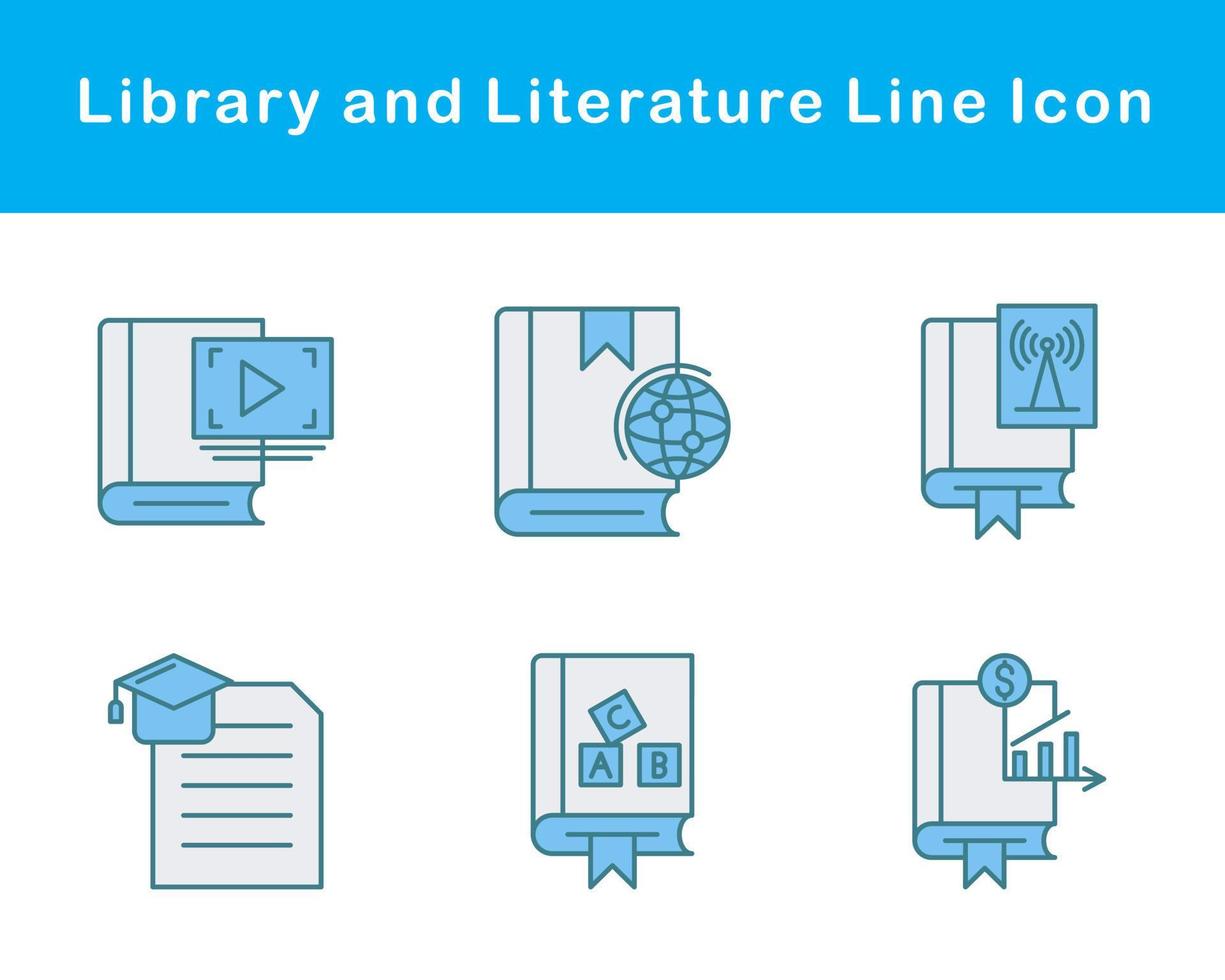 bibliothèque et Littérature vecteur icône ensemble