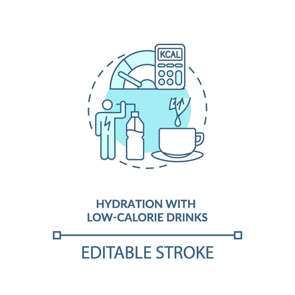 hydratation avec des boissons hypocaloriques icône de concept bleu vecteur