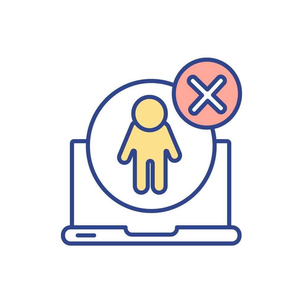 icône de couleur rgb d'accès non autorisé à un ordinateur vecteur