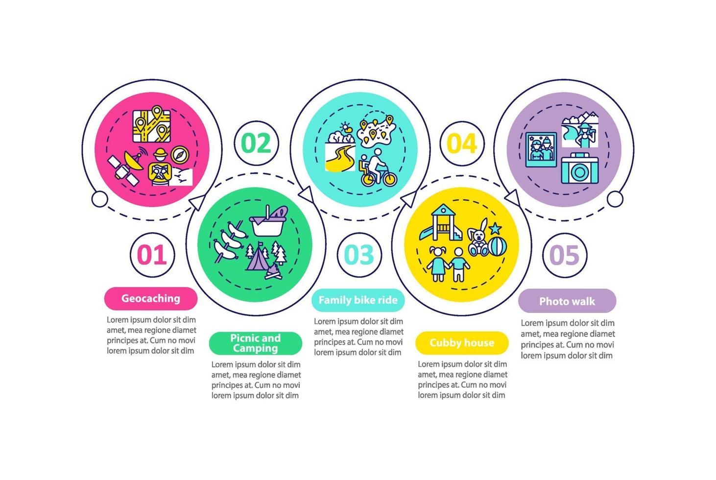 modèle d & # 39; infographie vectorielle activités familiales en plein air vecteur