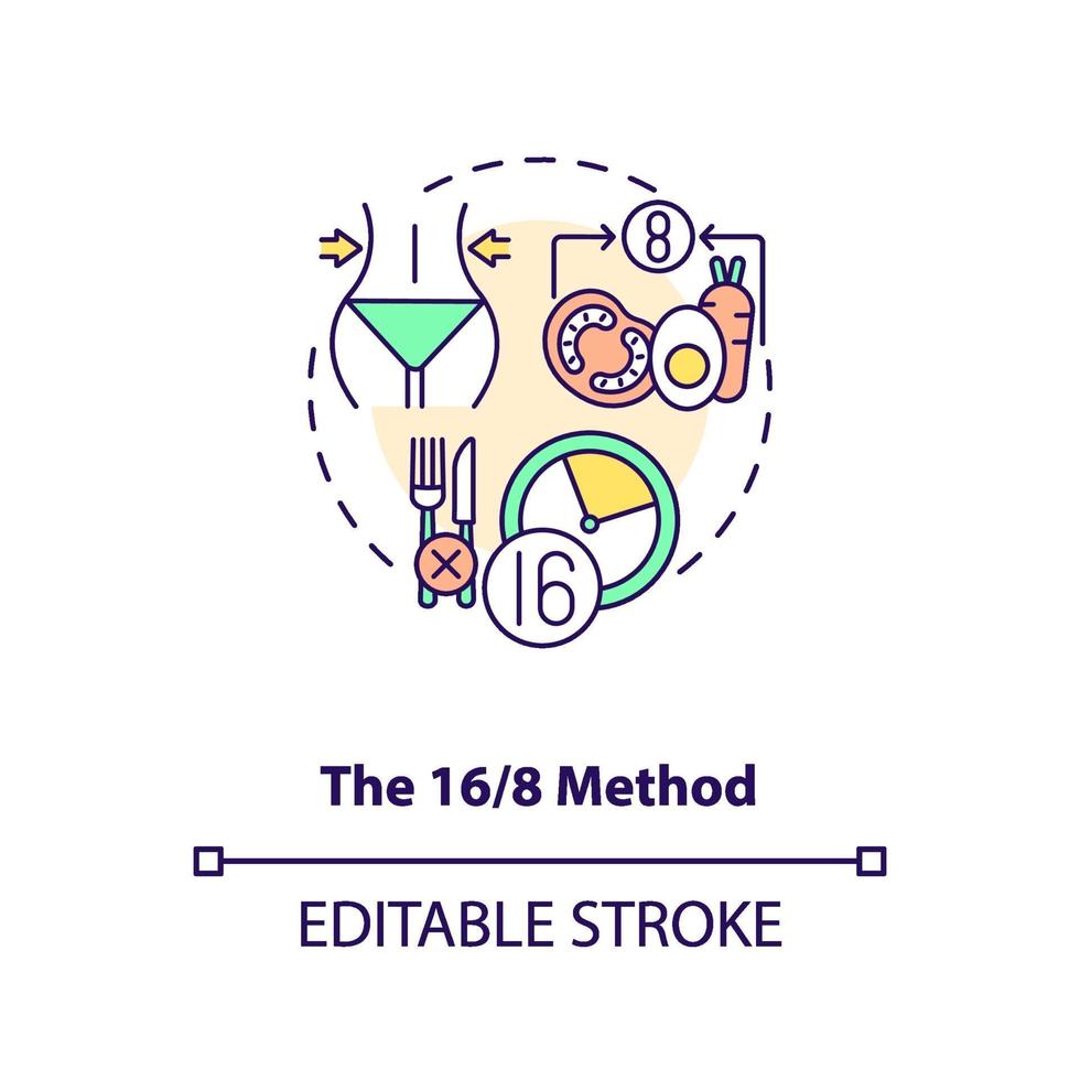 l'icône du concept de méthode 16-8 vecteur