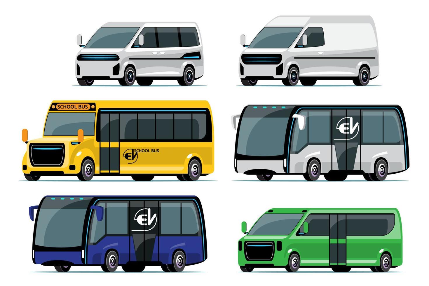 voiture vecteur modèle sur blanc Contexte. van, bus, transport véhicule, van, électrique bus, voiture dans dessin animé style. pour infographies, commercial, la toile et Jeu conception.