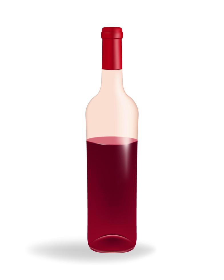 verre bouteille moitié rempli avec rouge du vin isolé sur blanc Contexte. parfait pour du vin listes, menus, ou tout projet en relation à vin, boisson, fête, et luxe. vecteur