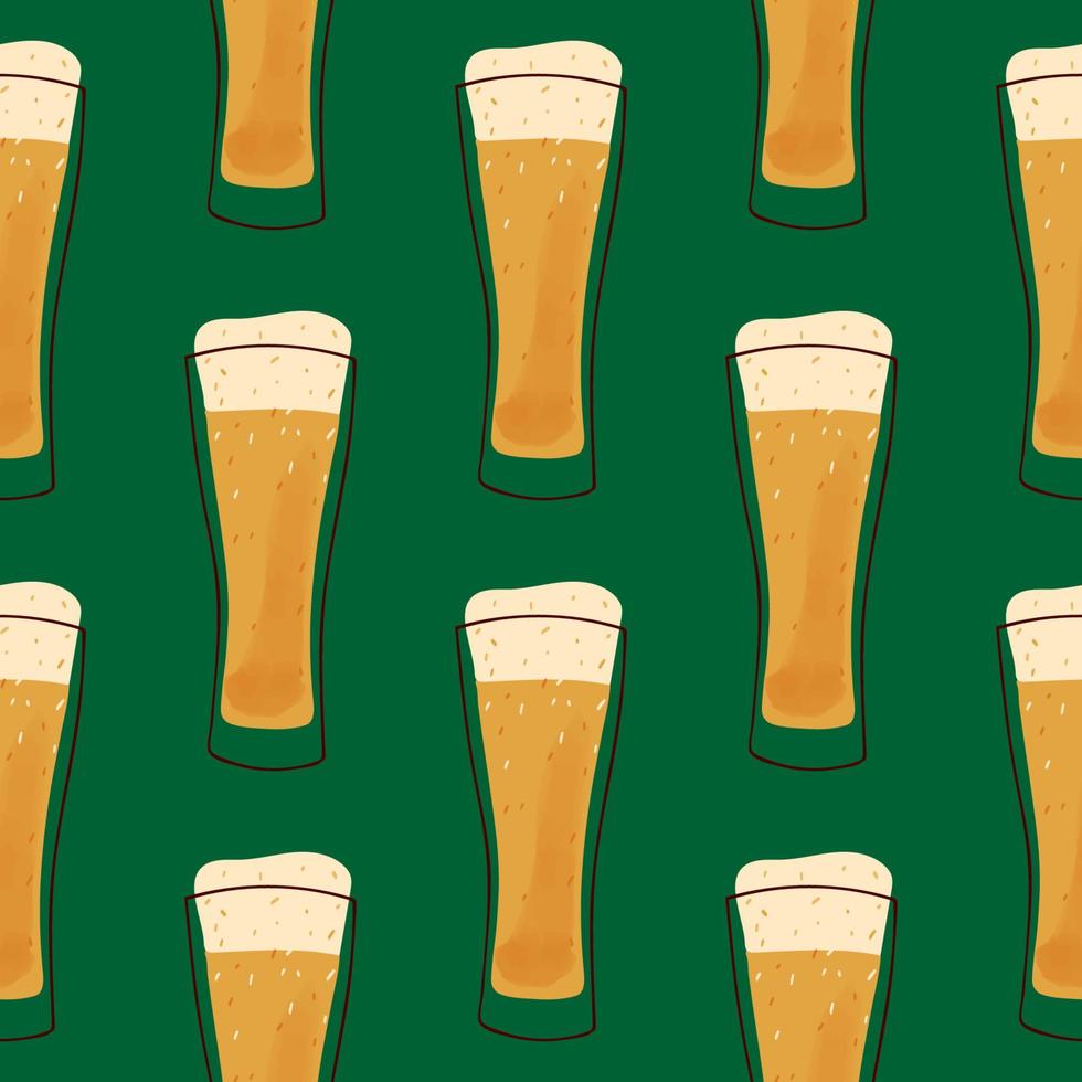 sans couture modèle avec illustration stylisé agresser de Bière sur vert Contexte vecteur