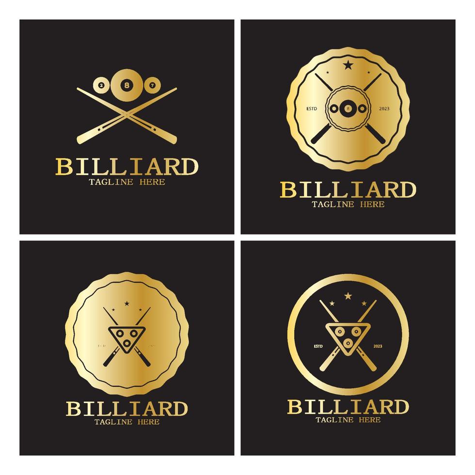 Facile billard logo modèle illustration avec billard des balles et bâtons, conception pour billard cabine, billard affaires, factures compétition, mobile billard jeu, application, badge, billard sport, vecteur