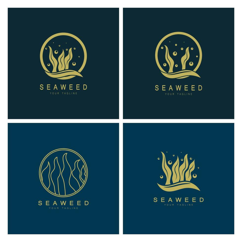 conception d'illustration d'icône de logo vectoriel d'algues.inclut les fruits de mer, les produits naturels, le fleuriste, l'écologie, le bien-être, le spa.