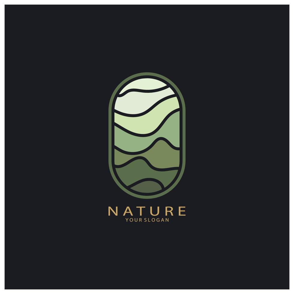 la nature vecteur logo. avec des arbres, rivières, mers, montagnes, affaires emblèmes, Voyage insignes, ,écologique santé,