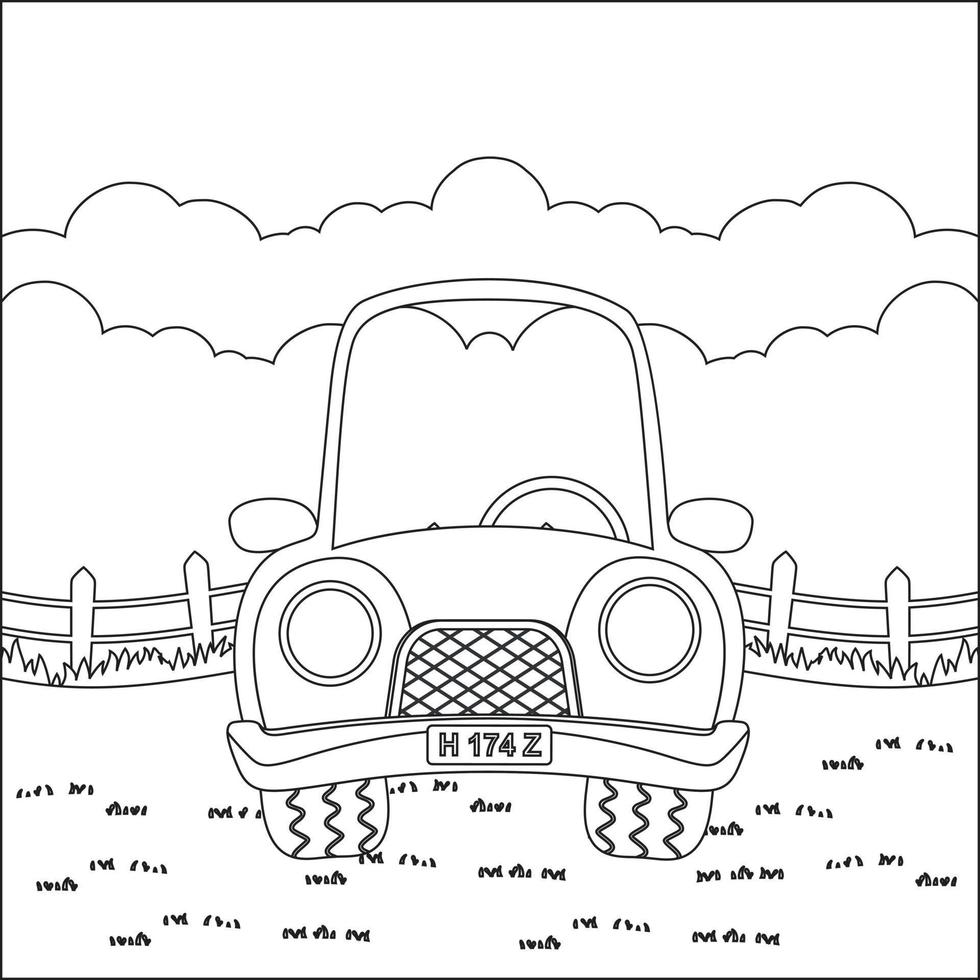 vecteur illustration de monstre un camion avec dessin animé style. dessin animé isolé vecteur illustration, Créatif vecteur puéril conception pour des gamins activité coloration livre ou page.