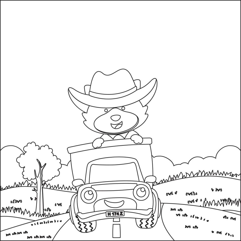 vecteur illustration de mignonne peu animal sur une un camion aller à forêt, dessin animé isolé vecteur illustration, Créatif vecteur puéril conception pour des gamins activité coloration livre ou page.