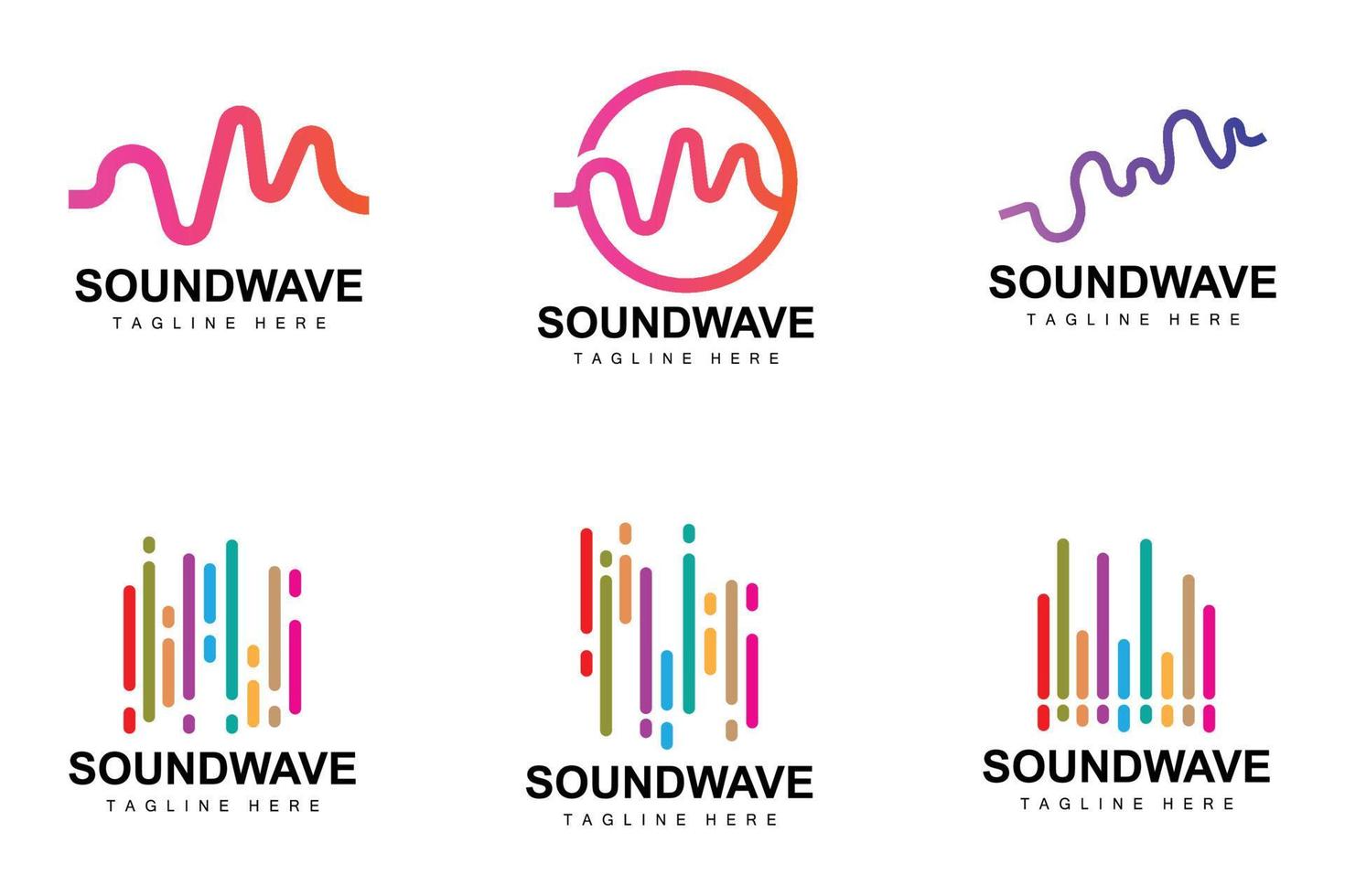 logo d'onde sonore et modèle d'icône de vecteur de tonalité sonore produit de marque de musique