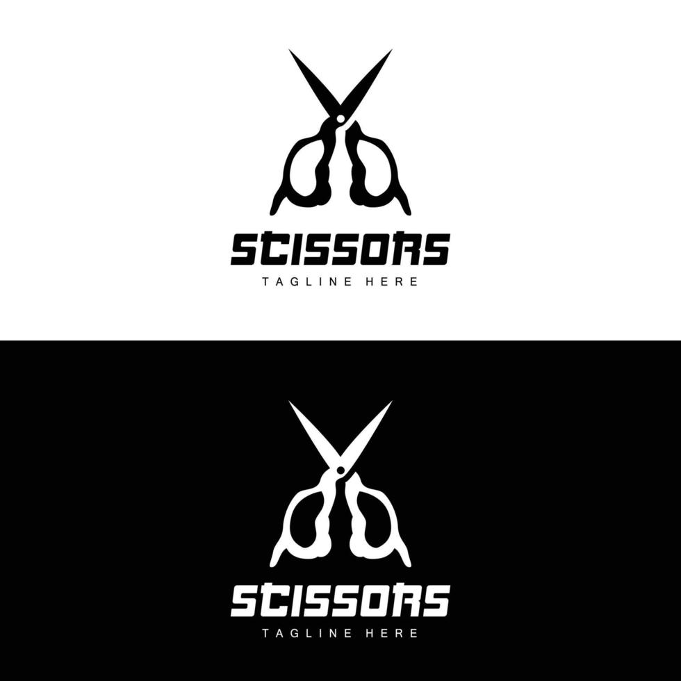 les ciseaux logo, Coupe outils vecteur, salon de coiffure le rasoir les ciseaux Facile conception, illustration modèle icône vecteur