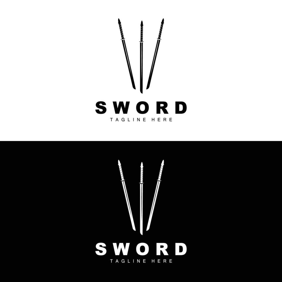 épée logo, samouraï katana monochrome conception, vecteur guerre arme Coupe outil modèle icône