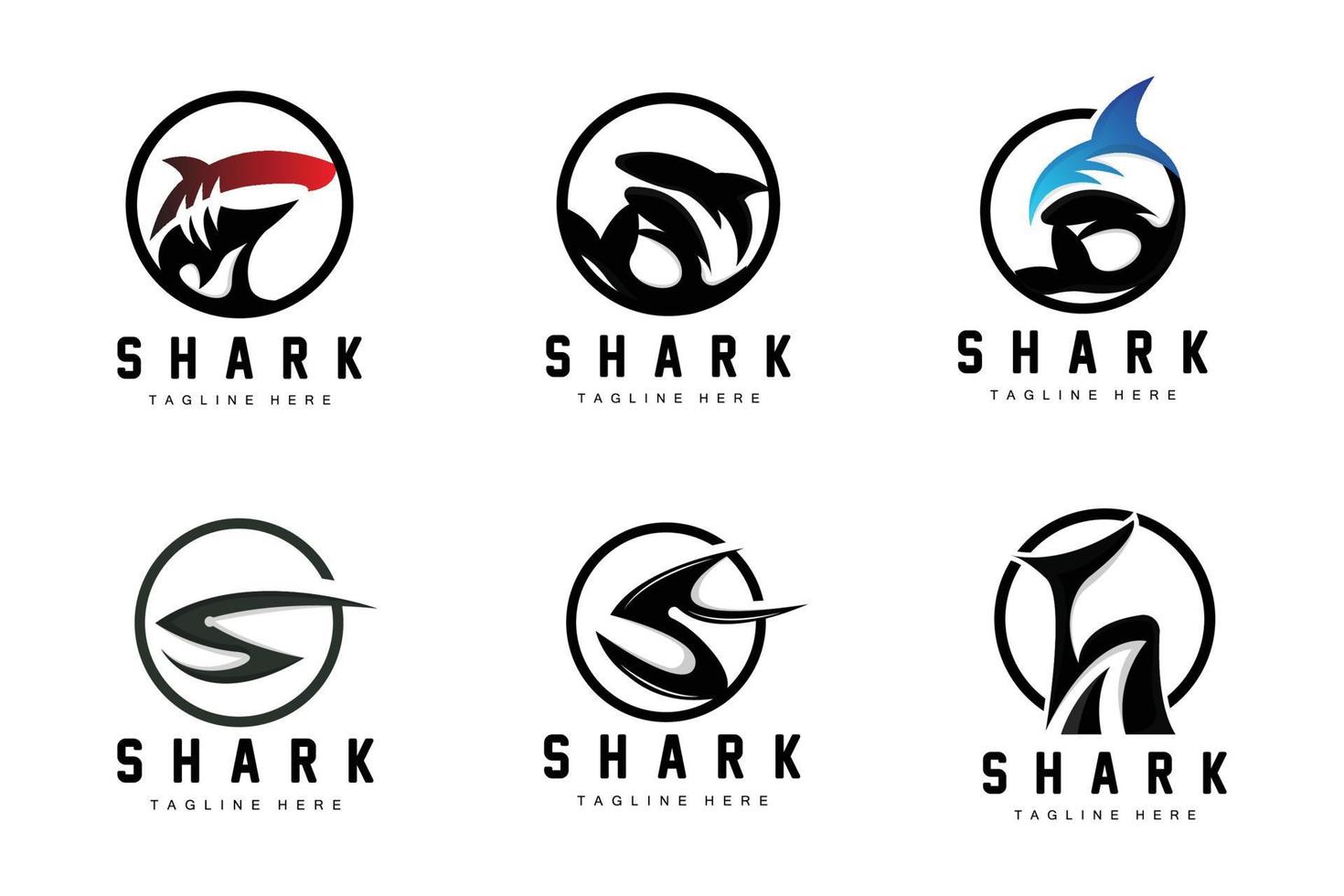 logo de requin, illustration vectorielle de poisson sauvage, prédateur de l'océan, icône de conception de marque de produit vecteur