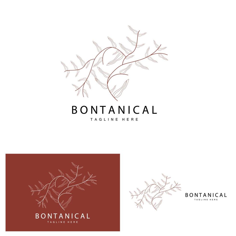 botanique logo, la nature plante conception, fleur plante icône vecteur avec ligne modèle