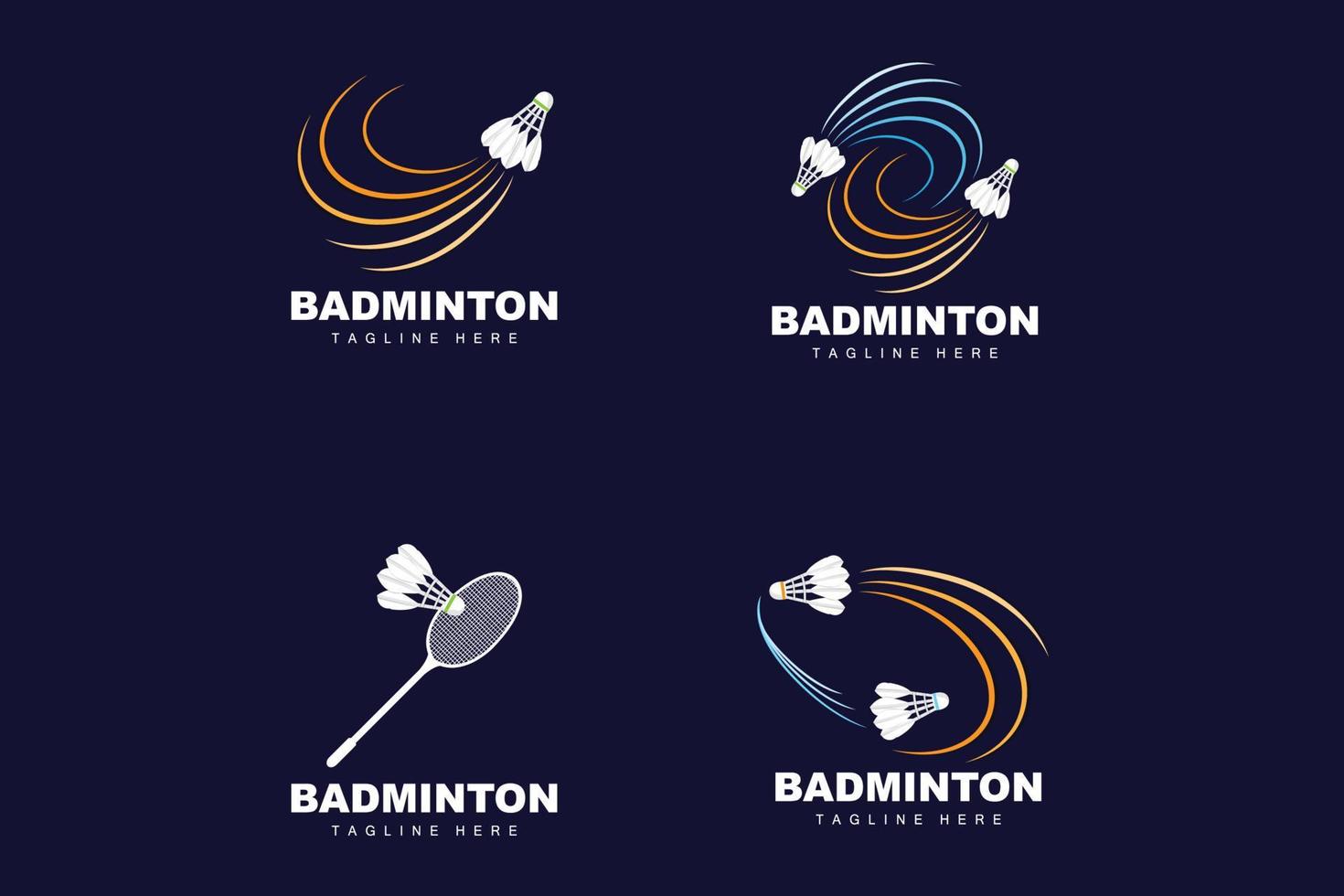 logo de badminton, vecteur de jeu de sport avec raquette de volant, conception de branche de sport, icône de modèle