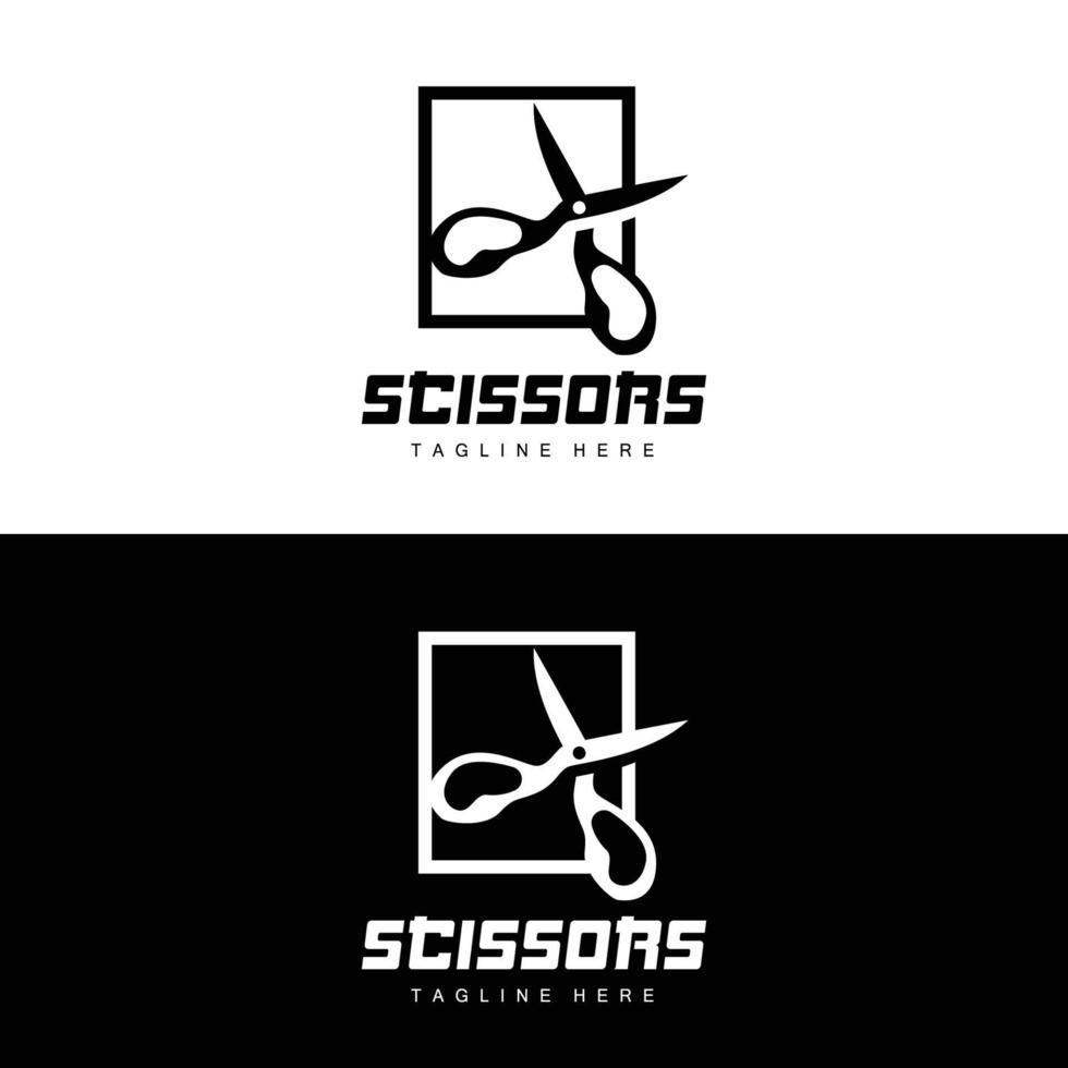 les ciseaux logo, Coupe outils vecteur, salon de coiffure le rasoir les ciseaux Facile conception, illustration modèle icône vecteur