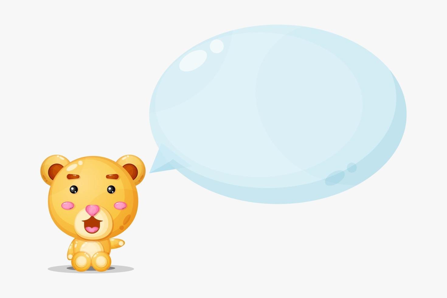personnage mignon ours avec discours de bulle vecteur