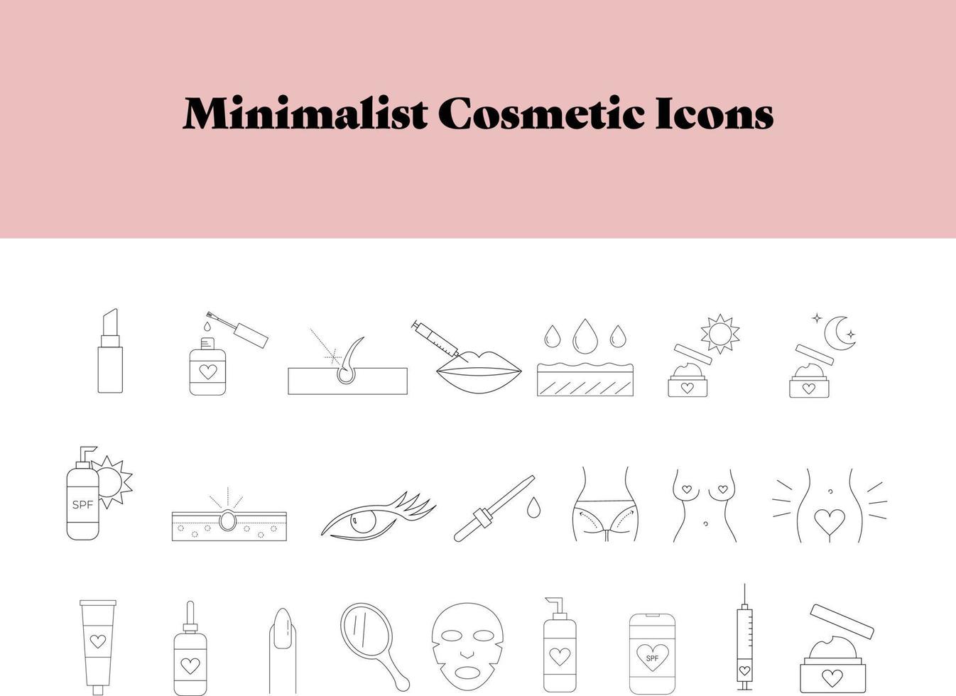 minimaliste cosmétique icône ensemble vecteur