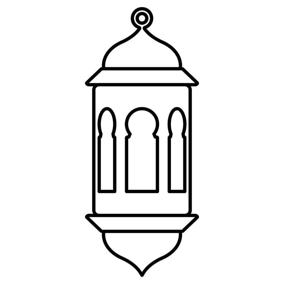Ramadan lanterne noir contour style icône vecteur