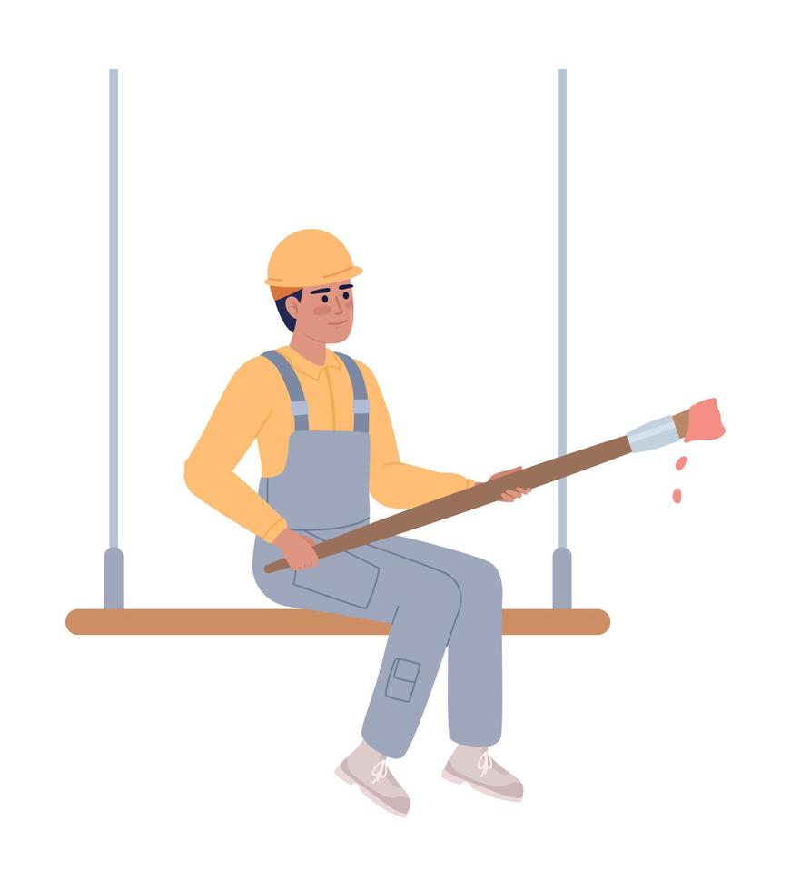 construction ouvrier avec peindre brosse semi plat Couleur vecteur personnage. modifiable chiffre. plein corps la personne sur blanche. Facile dessin animé style place illustration pour la toile graphique conception et animation