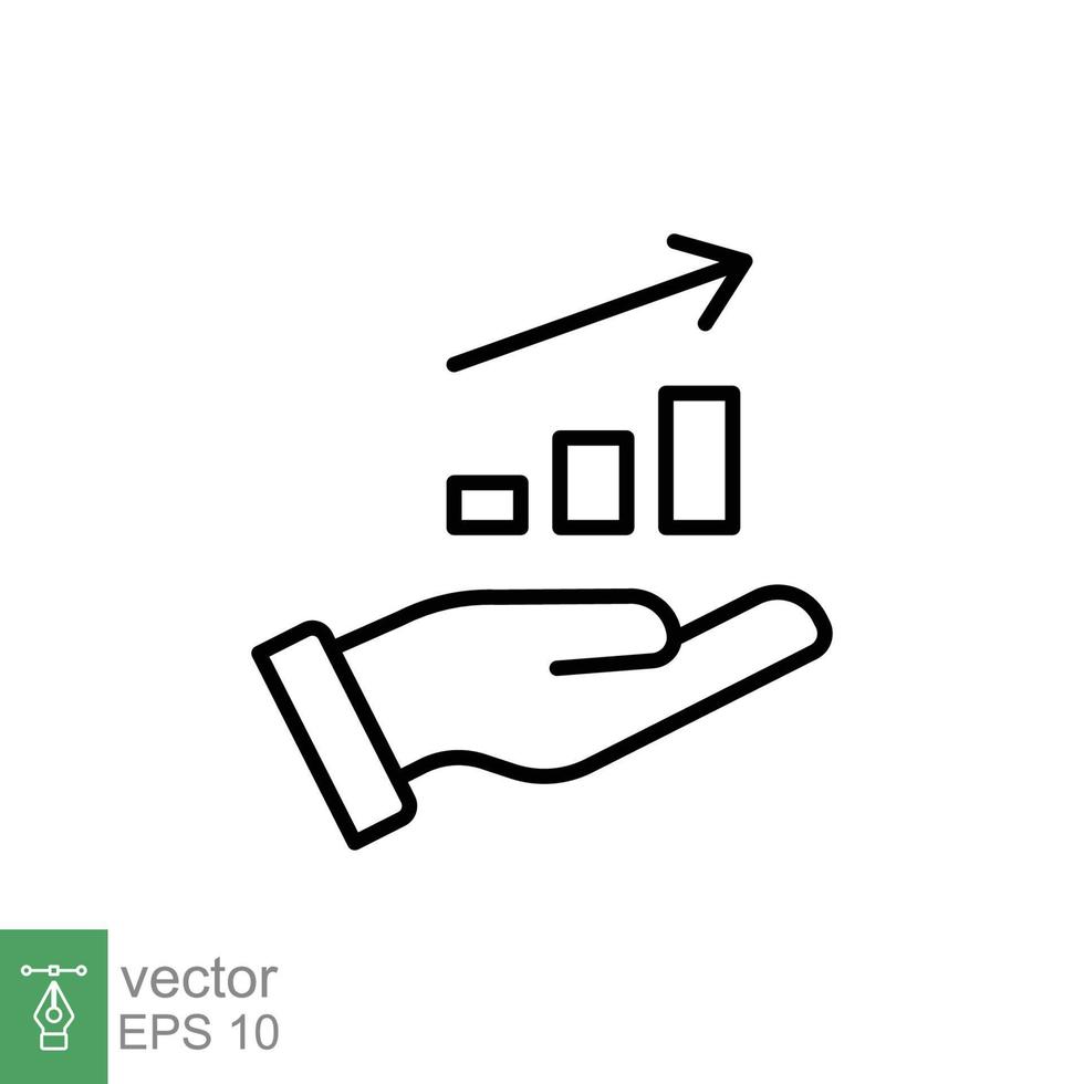 main et profit icône. Facile ligne style pour la toile modèle et application. avenir, prendre, revenu, entreprise, réalisation, graphique, diagramme, vecteur illustration conception sur blanc Contexte. eps dix.