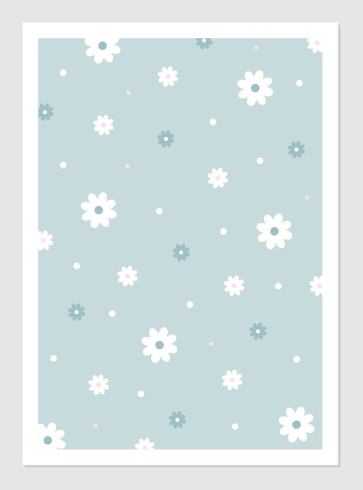 floral affiche dans pastel couleurs. vecteur illustration. bannière avec petit fleurs et plante éléments. délicat Contexte pour intérieur conception ou enfants des produits.