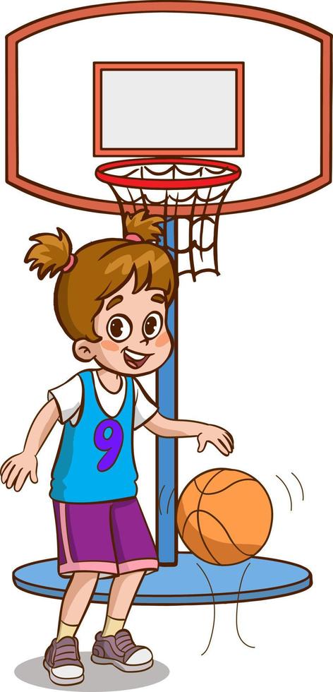 vecteur illustration de enfant en jouant basketball