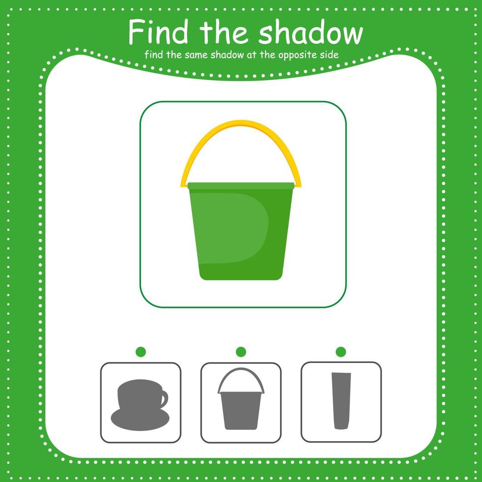 trouver le correct ombre. éducatif Jeu pour les enfants. dessin animé vecteur illustration. seau