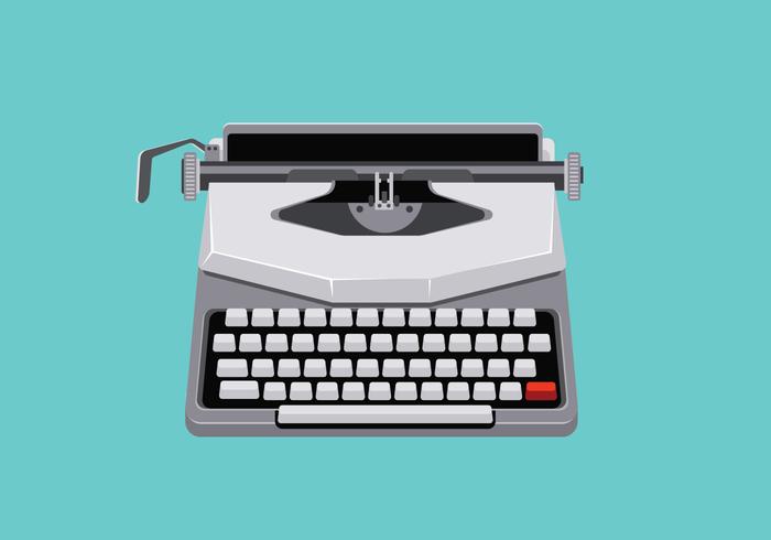 Illustration du milieu du siècle avec une machine à écrire rétro vecteur