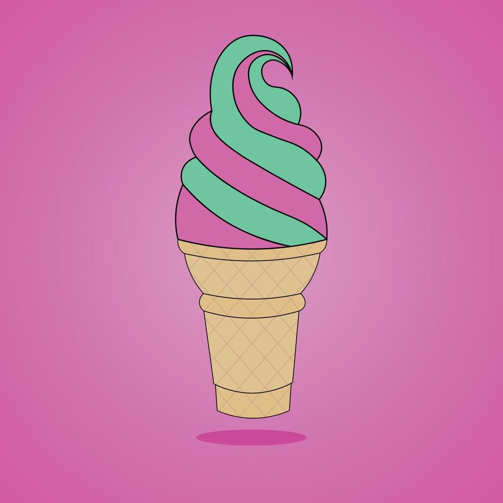 gratuit vecteur la glace crème cône dessin animé icône illustration. sucré nourriture icône concept isolé. plat dessin animé style