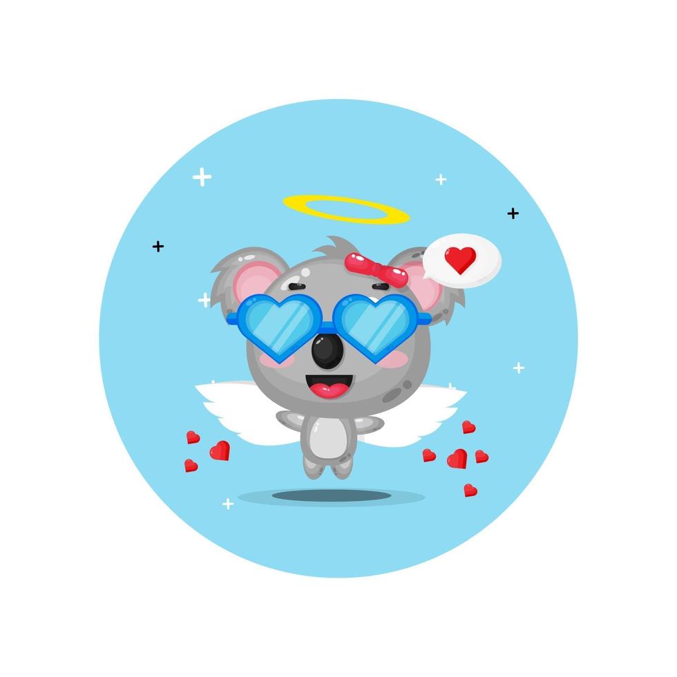 koala cupidon mignon portant des lunettes amour vecteur