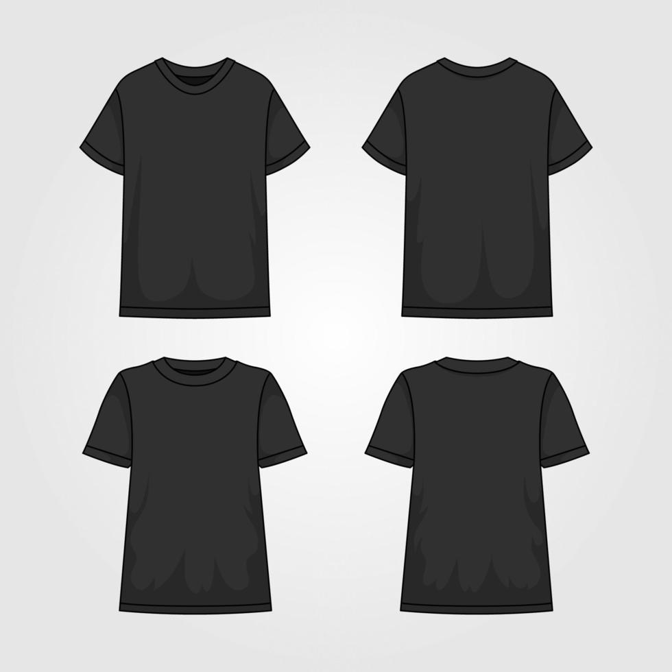 contour noir T-shirt modèle vecteur