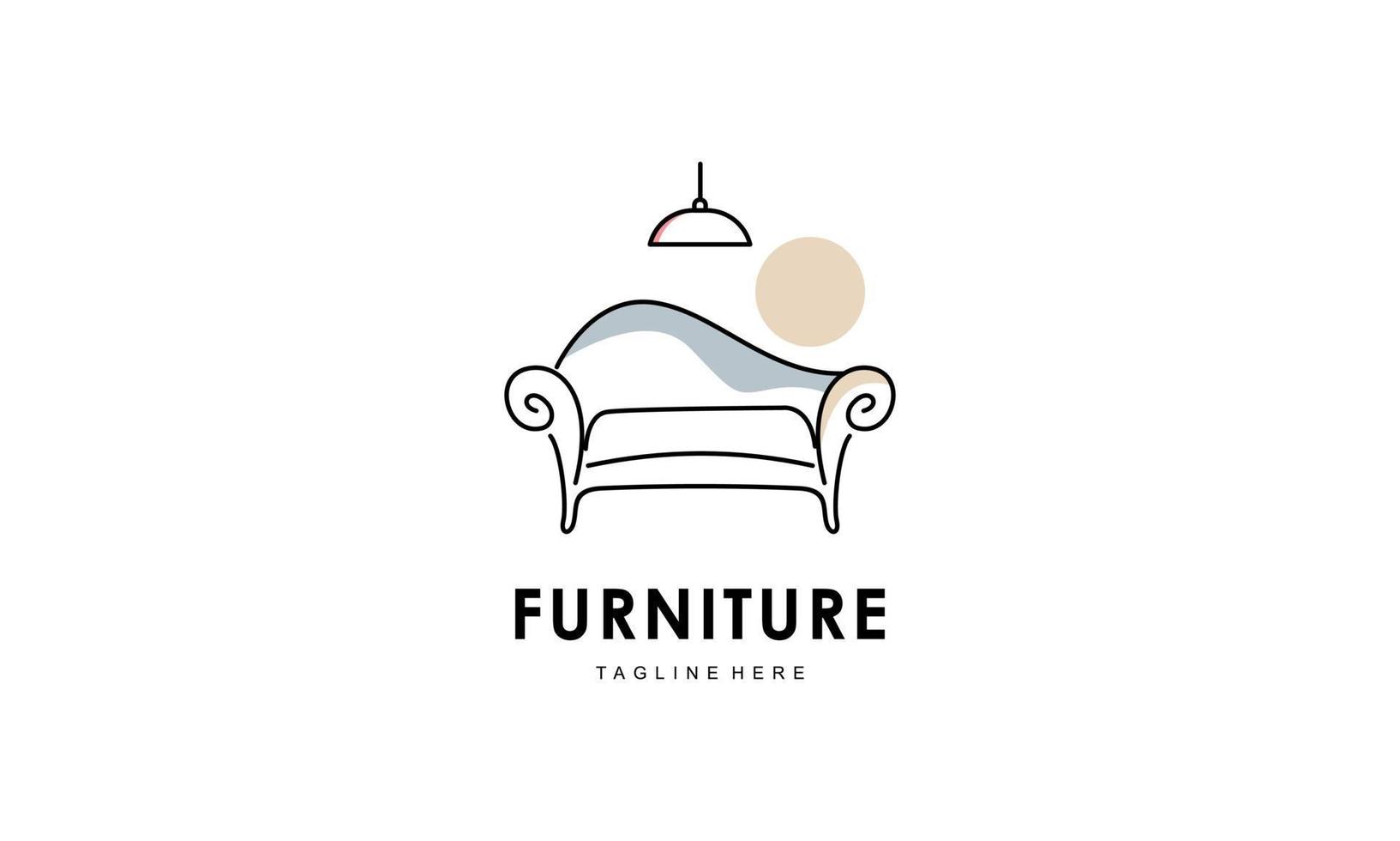 chambre minimaliste intérieure, vecteur de conception de logo de meubles de galerie
